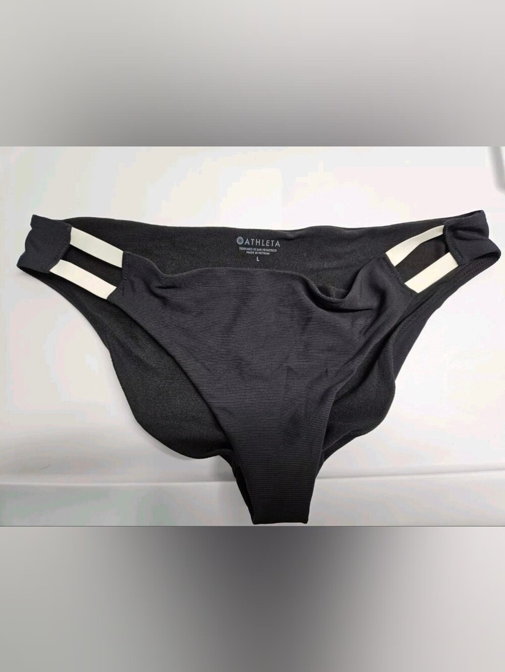 Athleta Womens Full Bikini Bottom Black - Size Large